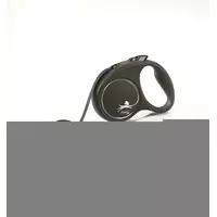 Black Design, smycz automatyczna dla psa, czarno/srebrna, S, 5m, taśma
