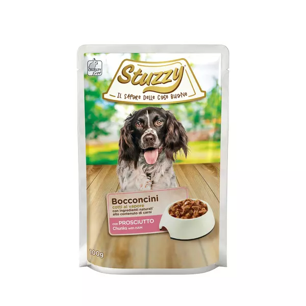 Bocconcini, karma mokra, dla psa, szynka kawa�ki, 100g, saszetka
