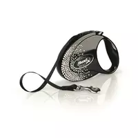 FLEXI Smycz Glam Splash Crystal, M TA�MA 5 m, czarna