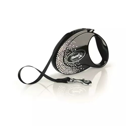 FLEXI Smycz Glam Splash Crystal, M TA�MA 5 m, czarna
