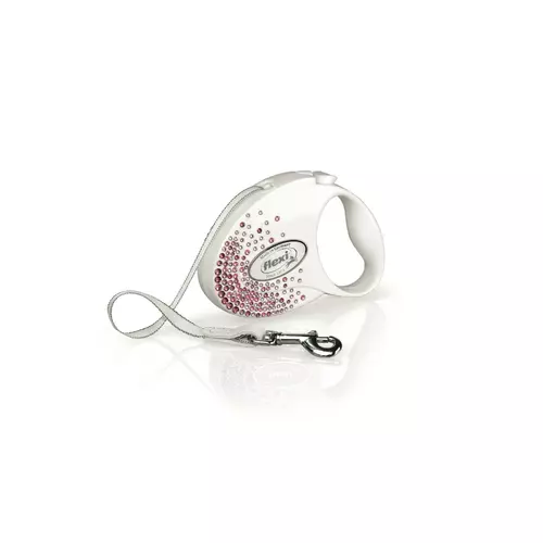 FLEXI Smycz Glam Splash Pink, S TA�MA 3m, bia�a