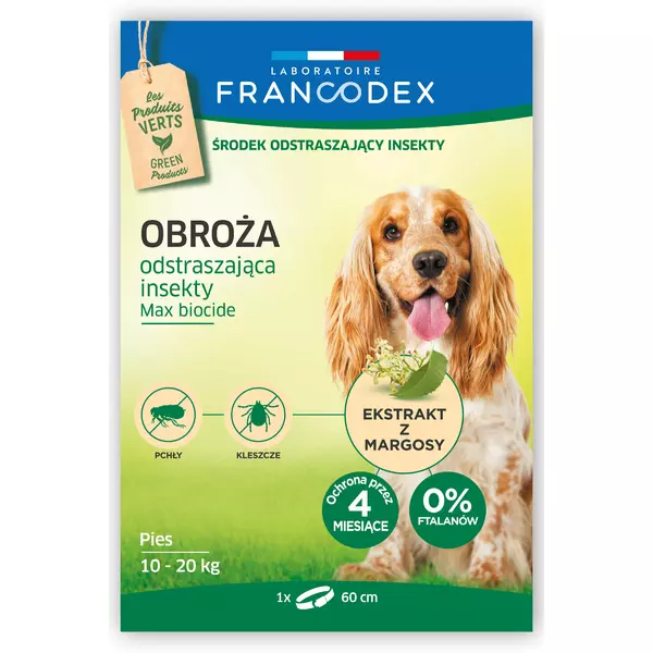 FRANCODEX PL Obro�a odstraszaj�ca insekty dla ps�w od 10 do 20kg, 60cm