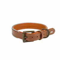 Obroża skórzana, M: 41-48cm/25mm, ciemny beż