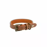 Obroża skórzana, S: 33-40cm/20mm, ciemny beż