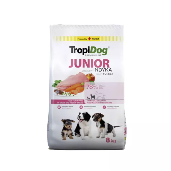 Tropidog Premium Junior S&M Turkey&Rice [8Kg]